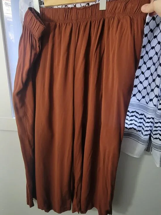 Plus size H&M "Rust Red" Cropped Pull-On Pants Size XXL Loose Fit - Picture 4 of 5